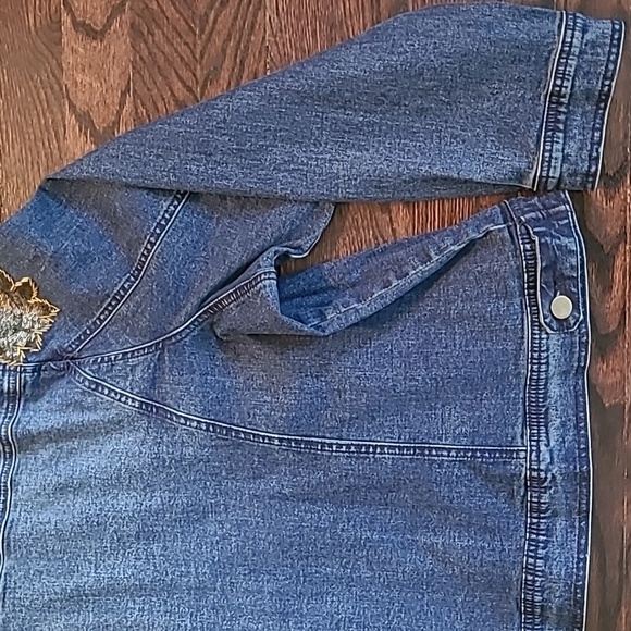 Denim 24/7 Wmns Plus 30W Blue Denim Gold Beaded Sequins Jacket Embellished Bling - Picture 11 of 16